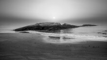 Early Morning Walk Along Foggy Beach At Taylors Head Bay, Tangier, NS, Canada