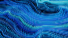 Blue, Purple And Turquoise Colored Swirls Form Wavy Swoosh Background. 3D Render.