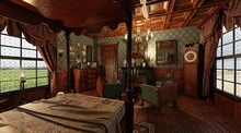 Victorian Bedroom Interior 3d Illustration