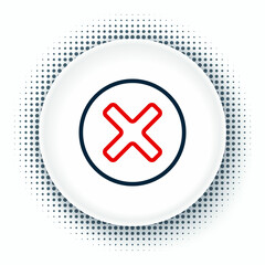 Poster - Line X Mark, Cross in circle icon isolated on white background. Check cross mark icon. Colorful outline concept. Vector