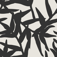 Trendy minimalist seamless botanical pattern with line art composition
