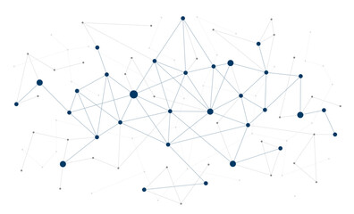 Leinwandbilder - Technology science information connected dots and lines background template. Network blockchain linked global digital database graphic vector