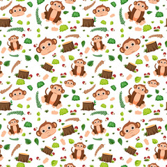 Canvas Print - Monkey cute animal seamless pattern