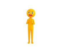 Yellow Man Character Applauding In 3d Rendering.