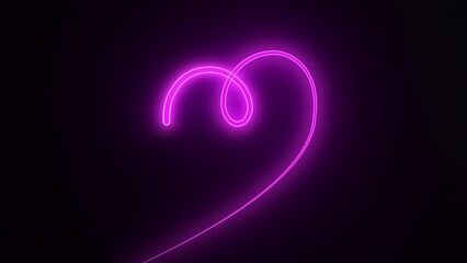 Wall Mural - neon heart on dark background. 3d render