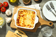 Concept of delicious food - Lasagna, top view