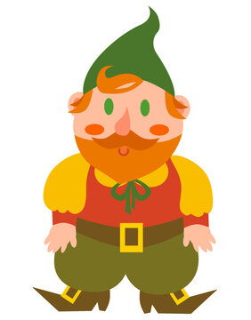 Vector garden gnome character isolated on white background. Cute colorful children's illustration