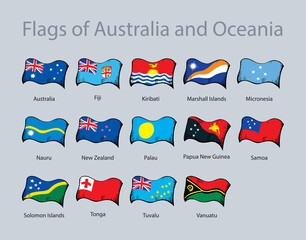 Wall Mural - Flags of Australia and Oceania. Vector drawing sign