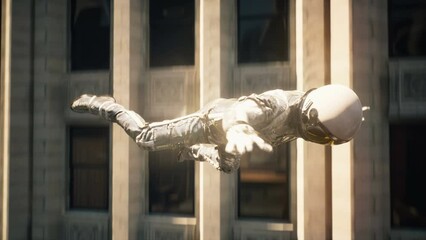 Wall Mural - a space traveler falls to the planet from space. astronaut's fall from space to earth. astronaut's f