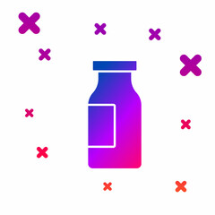 Sticker - Color Closed glass bottle with milk icon isolated on white background. Gradient random dynamic shapes. Vector