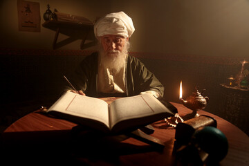 Old Islamic Scientist is Reading and Exploring