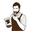 man barista with a glass of coffee