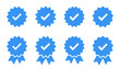 © Dr. Watson - Verified badge icon. Verification symbols set. Check mark sign on blue badge. Editable stroke. Vector illustration