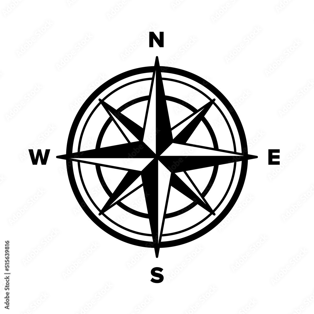 Compass icon. Travel and navigation symbol. The subject of orientation ...