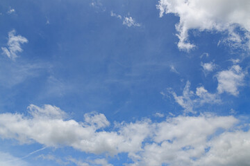 White  clouds on blue sky  background ,On a clear day