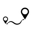 Geolocation black icon. GPS location on the map. Path and movement, navigation path icon, marker on the map