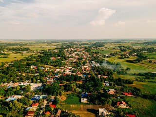 Beautiful bird's eye view of cute colorful houses in Philippines