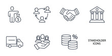 Relationship Of Stakeholders Icons Set . Relationship Of Stakeholders Pack Symbol Vector Elements For Infographic Web