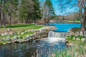 Poster - Beautiful nature view in D.W Field Park in Brockton, Massachusetts, on a sunny day