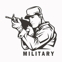 Wall Mural - Army or soldier character vector collection. logo and mascot