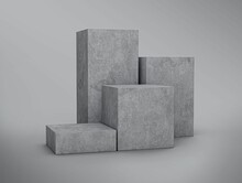 3d Illustration Of A Display Stand Podium Made From Grey Concrete