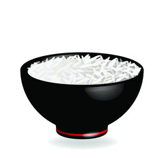 black rice bowl, ethnic foods, vector illustration 