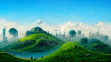 Utopian Landscape With A City In The Distance
