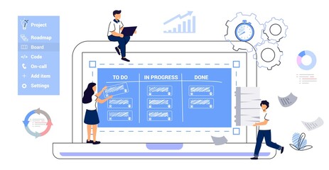Wall Mural - kanban software development outline concept agile visual project management method teamwork project 
