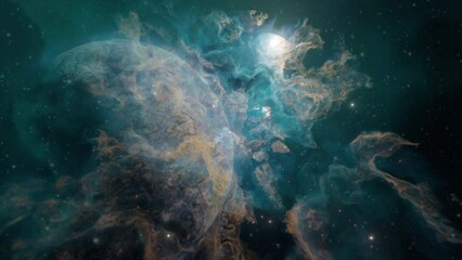Wall Mural - 4K 3d animation - Zooming into a nebula