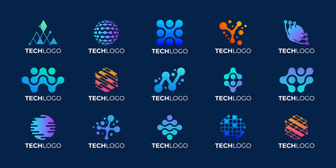 set of abstract technology logo design.