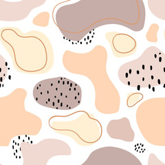 Wall Mural - Seamless pattern with abstract shapes. Hand drawn vector illustration. Contemporary background. SuTrendy texture for print, textile, fabric, packaging.