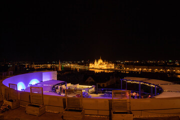 Wall Mural - hungary  Budapest  twilight at Danube River with lit up Hungarian Parliament building