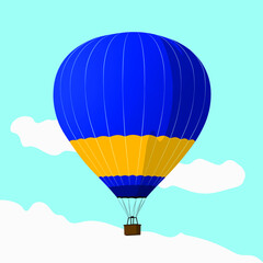 Wall Mural - Beautiful view of hot air balloon in blue sky. Vector illustration