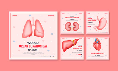 Wall Mural - World organ donation day social media post. Social media template. Trendy editable social media template