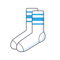 Sticker - Pair of white socks with blue stripes isolated vector