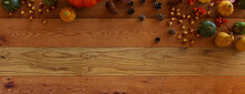 Natural Wood Tabletop With Fall Themed Border.