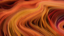 Wavy Swoosh Background With Orange, Yellow And Red Swirls. 3D Render.