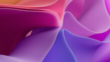 Ripple Pink And Violet Layers. Trendy Abstract 3D Background. 3D Render.