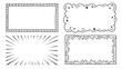© chamkrajang - Cute Color Doodle Rectangle Black and White Cloud Star Circus Light Zig Zag Explode Anime Concentrated Manga Focus Line  Cartoon Borders Frames Set Collection Bundle