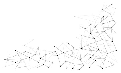 Leinwandbilder - Geometric technology network connected dots and lines background template. Blockchain linked global digital database graphic vector