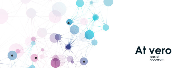 Fototapete - Vector future technology design template. Abstract connecting dots and lines. Geometric illustratuion