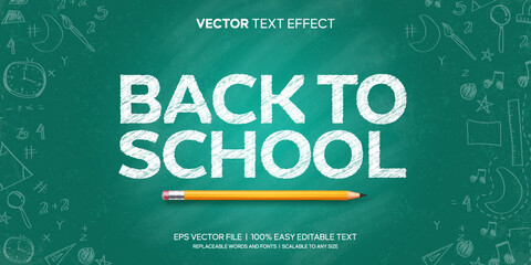 chalk board back to school sketch editable text effect