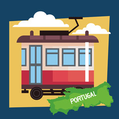 Sticker - portugal lettering with tram