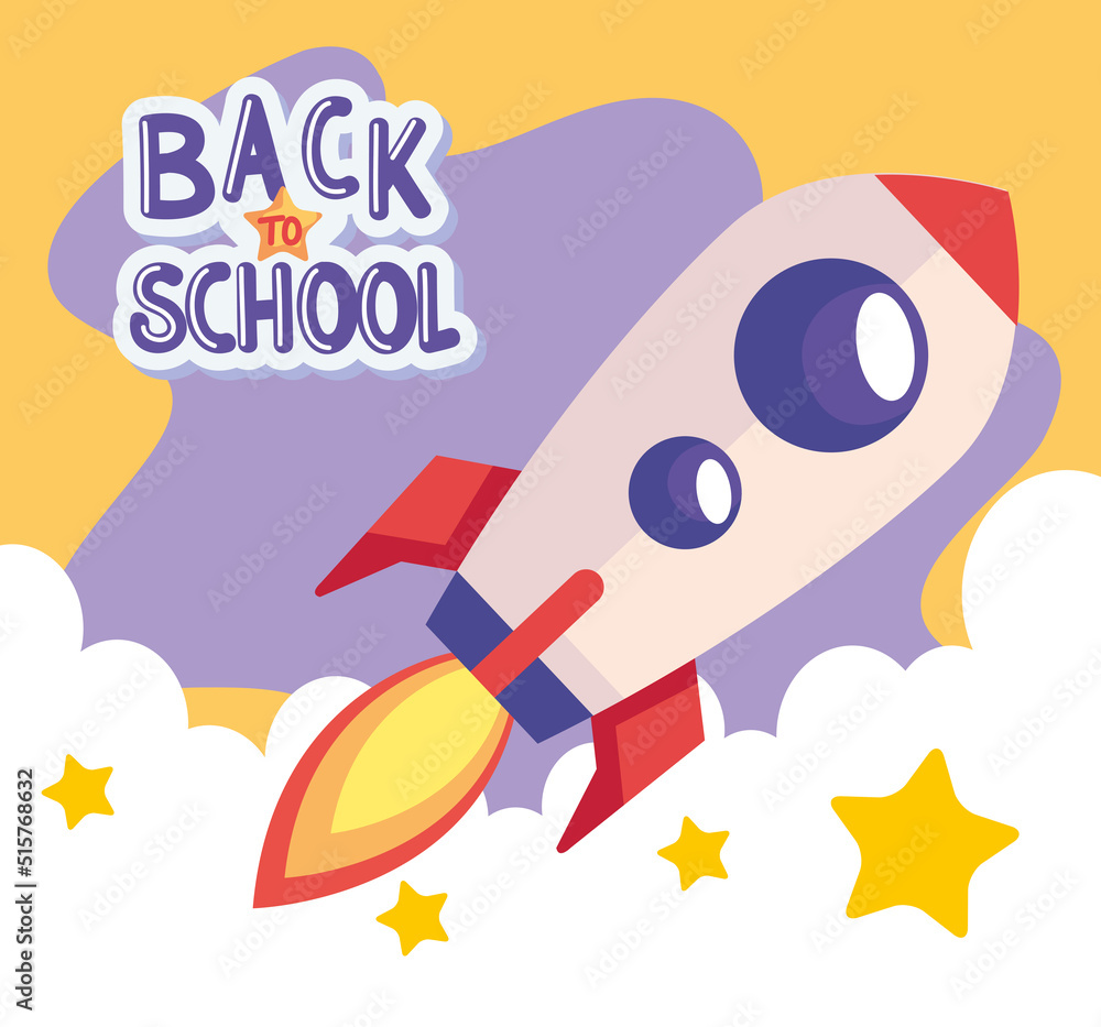 back to school lettering with rocket launcher Stock Vector | Adobe Stock