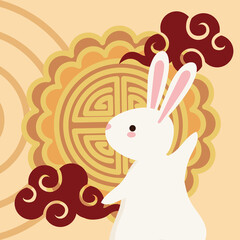 Sticker - chinese moon festival rabbit with mooncake