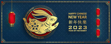 Happy Chinese New Year 2023 Rabbit Zodiac Sign For The Year Of The Rabbit