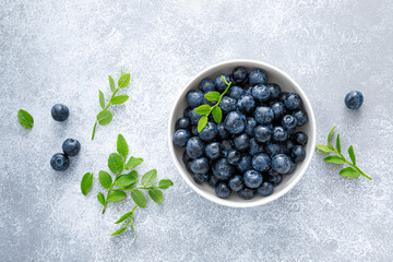 Sticker - Blueberry with leaves in a bowl