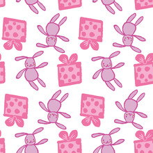 Bunny Rabbit Gift Seamless Pattern
