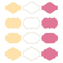Wedding Luxury Design Symmetry Ornamental Frames, Labels Isolated On White
