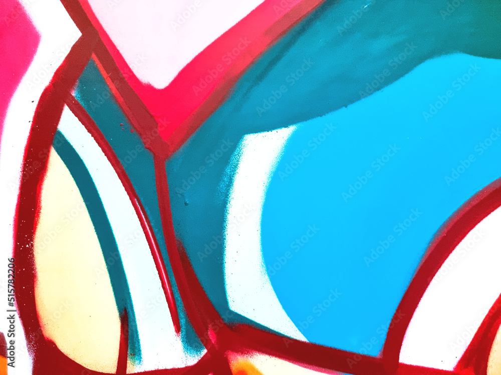 Fotografie Abstract colorful teal, red, blue urban wall texture. Modern ...